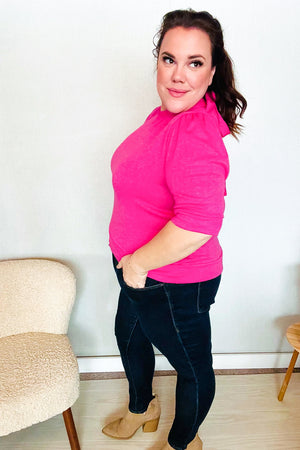 Pretty In Pink Mock Neck With Back Ribbon Bow Tie Sweater Top - Coeur de la Mode