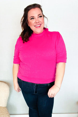 Pretty In Pink Mock Neck With Back Ribbon Bow Tie Sweater Top - Coeur de la Mode