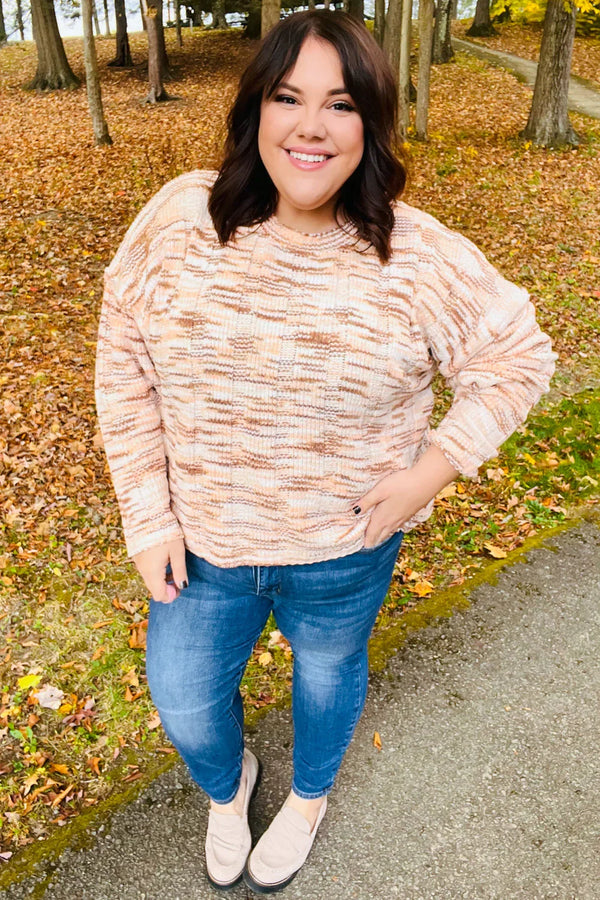 Forget Me Not Cream & Sepia Multicolor Chenille Velvet Sweater - Coeur de la Mode