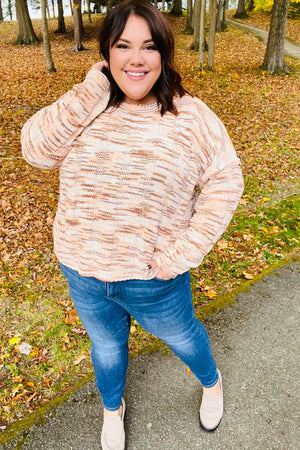 Forget Me Not Cream & Sepia Multicolor Chenille Velvet Sweater - Coeur de la Mode