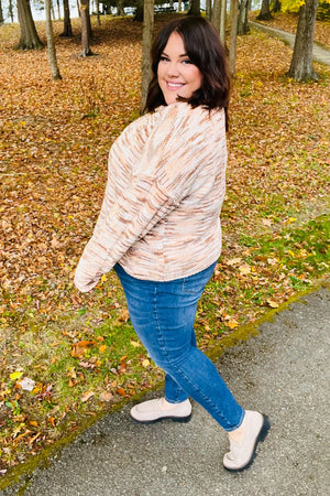Forget Me Not Cream & Sepia Multicolor Chenille Velvet Sweater - Coeur de la Mode