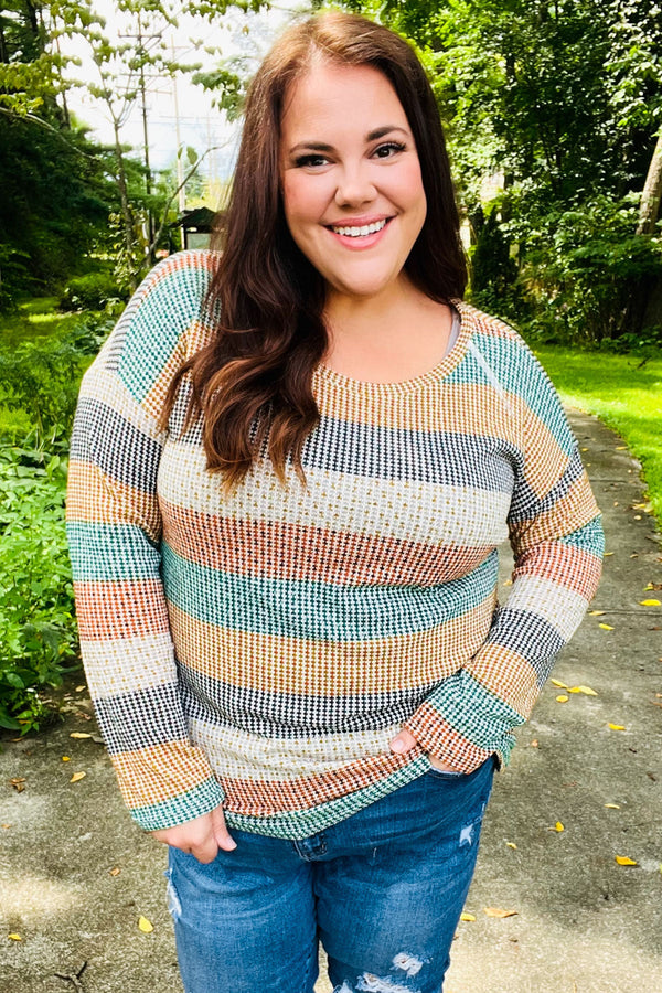 Beautiful You Hunter Green Stripe Vintage Two Tone Top - Coeur de la Mode
