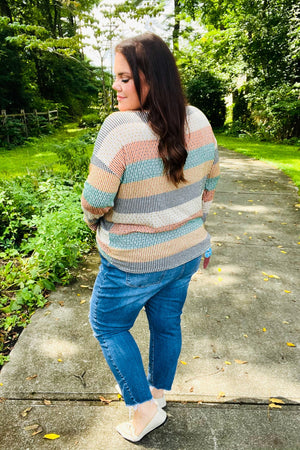 Beautiful You Hunter Green Stripe Vintage Two Tone Top - Coeur de la Mode
