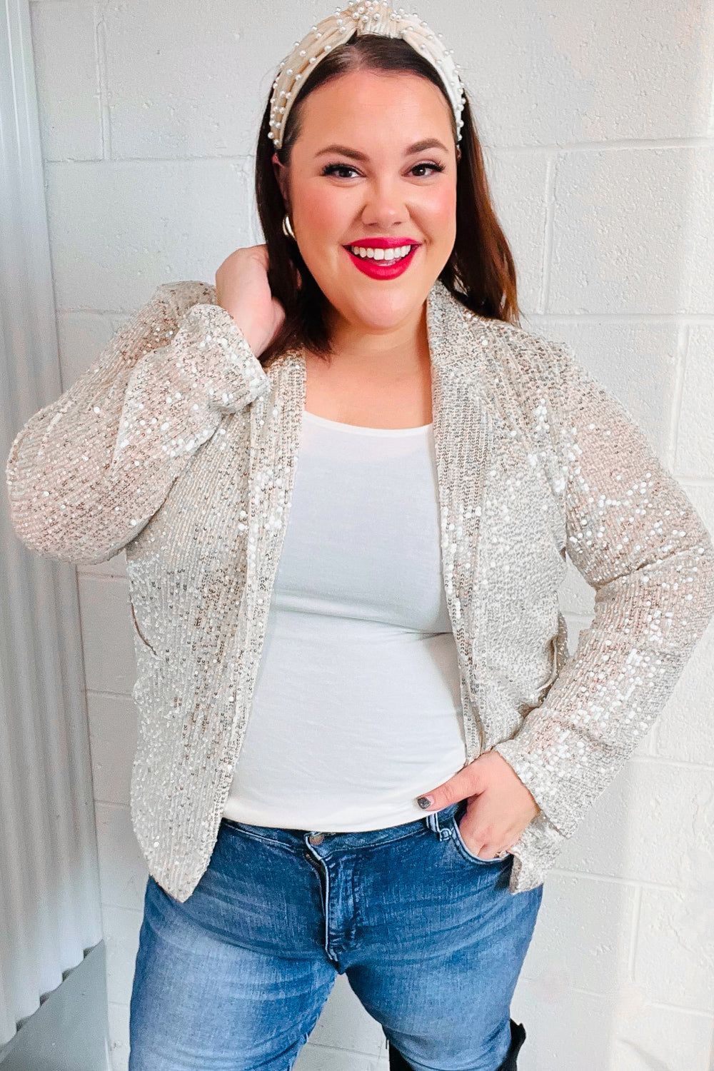 Be Your Own Star Silver Sequin Open Blazer - Coeur de la Mode