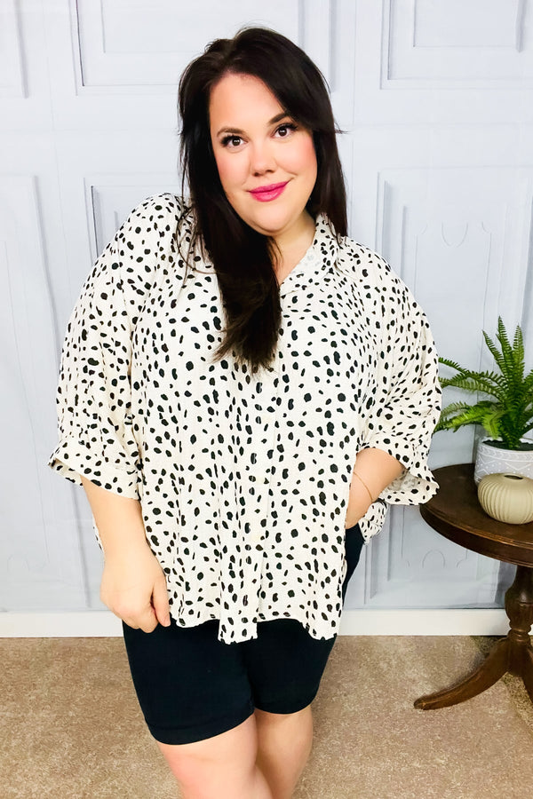 Diva Loving Ivory Leopard Print Button Down Oversized Top - Coeur de la Mode