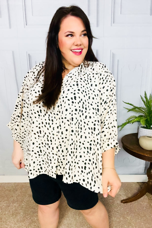 Diva Loving Ivory Leopard Print Button Down Oversized Top - Coeur de la Mode