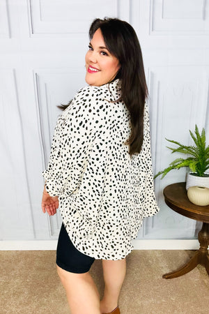Diva Loving Ivory Leopard Print Button Down Oversized Top - Coeur de la Mode