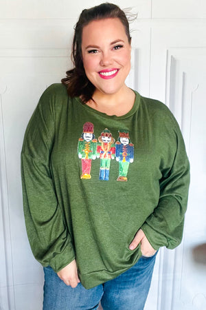 Be Merry Forest Green Nutcracker Sequin Hacci Top - Coeur de la Mode