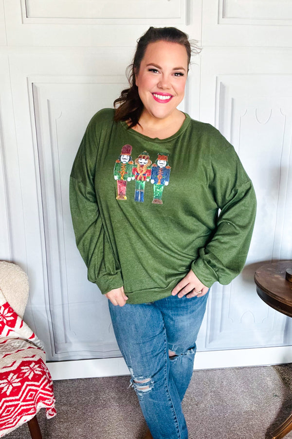 Be Merry Forest Green Nutcracker Sequin Hacci Top - Coeur de la Mode
