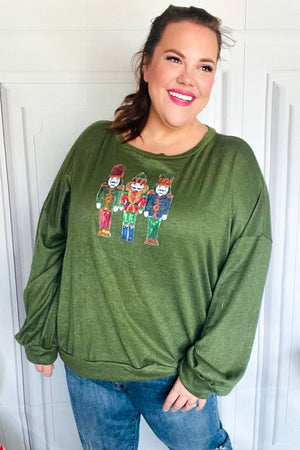 Be Merry Forest Green Nutcracker Sequin Hacci Top - Coeur de la Mode