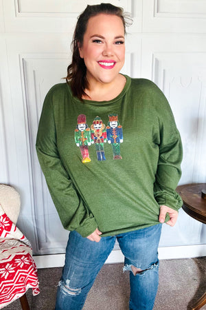 Be Merry Forest Green Nutcracker Sequin Hacci Top - Coeur de la Mode