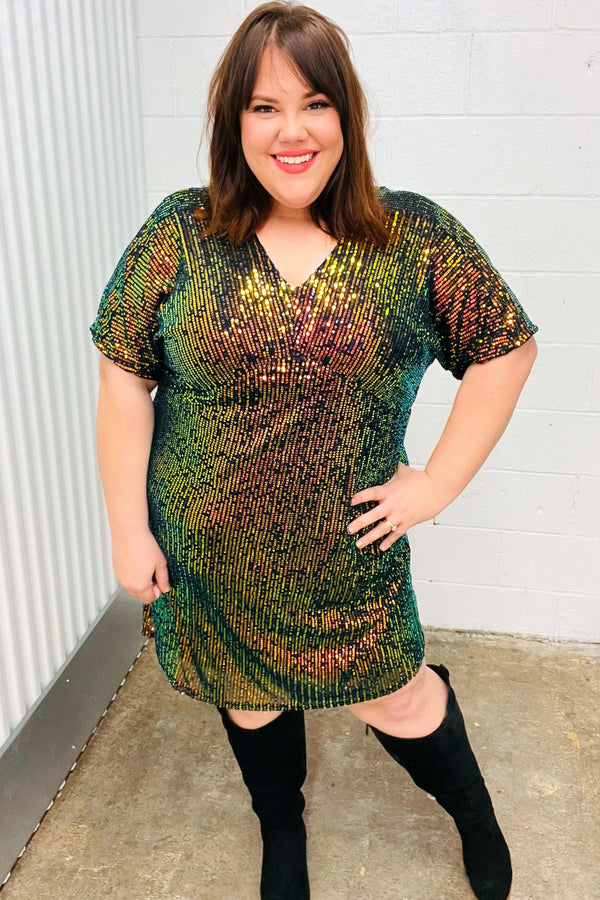 A Night To Remember Black Effervescence Sequin V Neck Dress - Coeur de la Mode