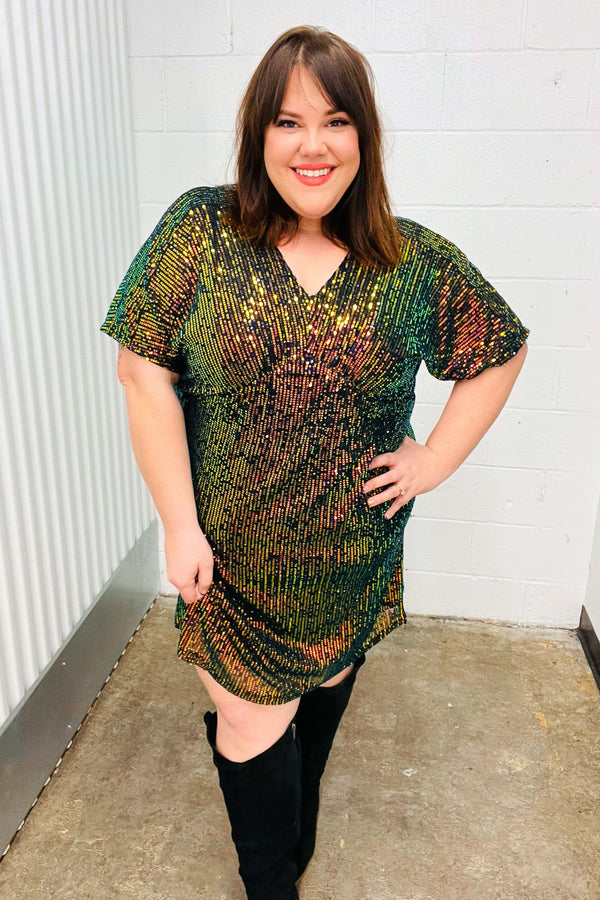 A Night To Remember Black Effervescence Sequin V Neck Dress - Coeur de la Mode