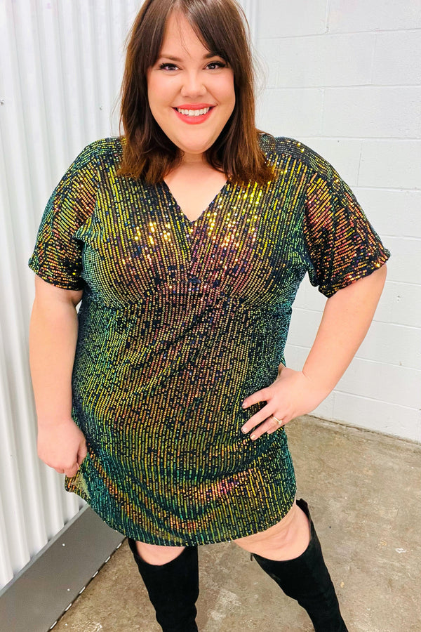 A Night To Remember Black Effervescence Sequin V Neck Dress - Coeur de la Mode