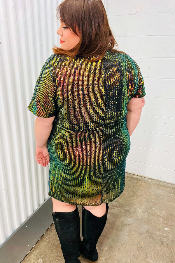 A Night To Remember Black Effervescence Sequin V Neck Dress - Coeur de la Mode
