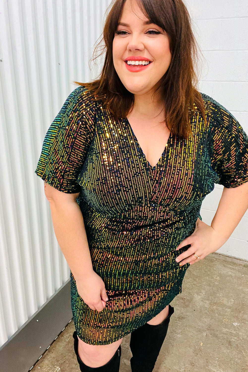 A Night To Remember Black Effervescence Sequin V Neck Dress - Coeur de la Mode