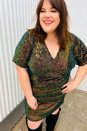 A Night To Remember Black Effervescence Sequin V Neck Dress - Coeur de la Mode