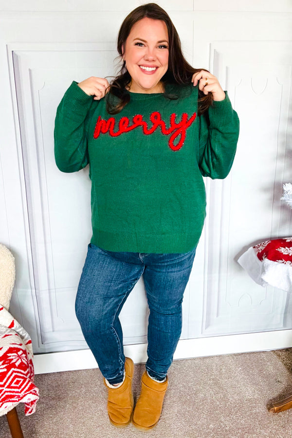 Be Merry Hunter Green Pop Up Lurex Sweater - Coeur de la Mode