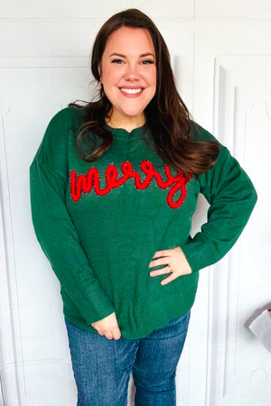 Be Merry Hunter Green Pop Up Lurex Sweater - Coeur de la Mode