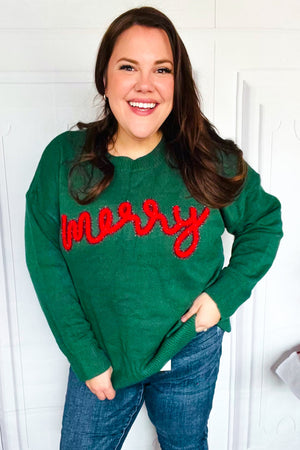Be Merry Hunter Green Pop Up Lurex Sweater - Coeur de la Mode