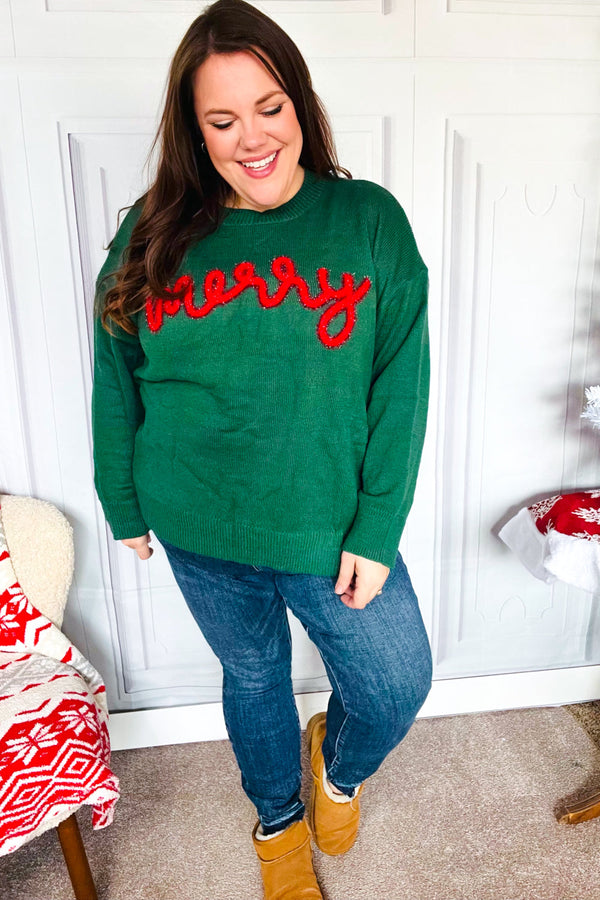 Be Merry Hunter Green Pop Up Lurex Sweater - Coeur de la Mode
