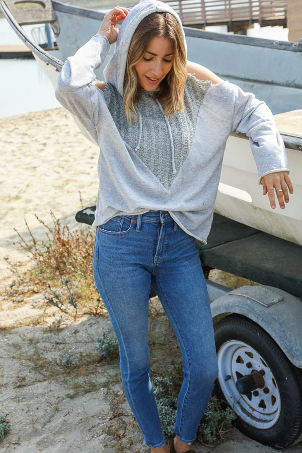 Adventure Ready Cold Shoulder Color Block Pullover Hoodie - Coeur de la Mode