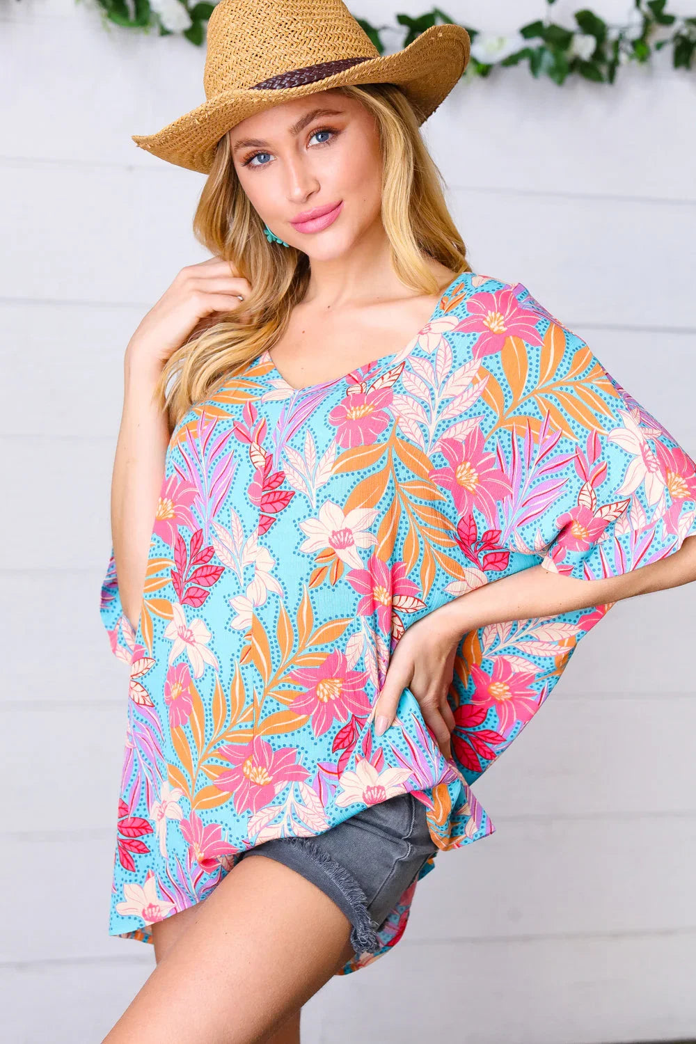 Multicolor Tropical Floral Print Woven Top - Coeur de la Mode