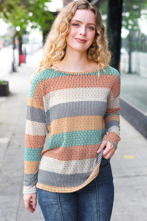 Beautiful You Hunter Green Stripe Vintage Two Tone Top - Coeur de la Mode