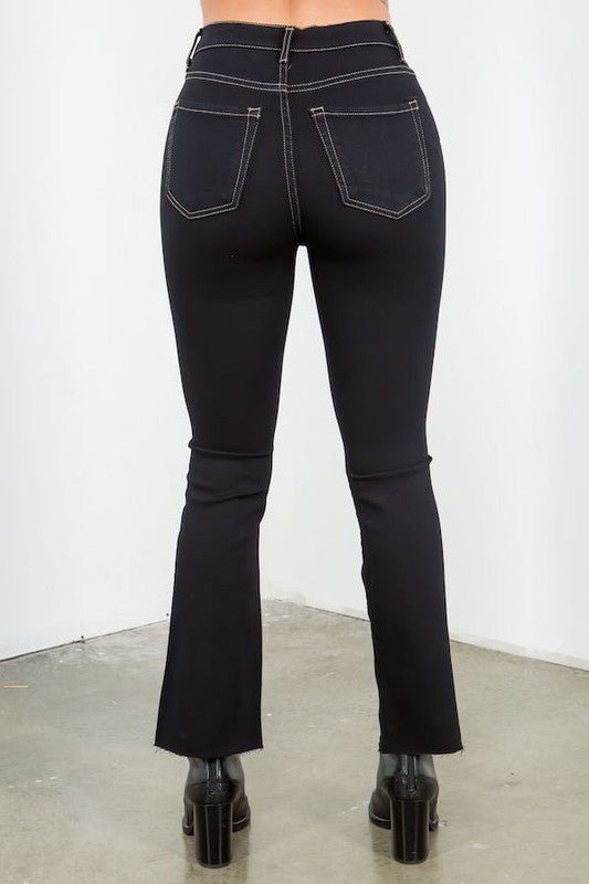 Ankle Cropped Flare Jean in Jet Black - Coeur de la Mode