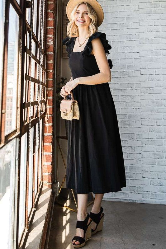 LINEN RUFFLE MID DRESS - Coeur de la Mode