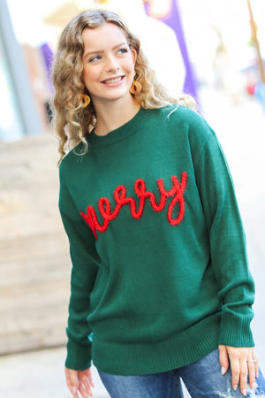 Be Merry Hunter Green Pop Up Lurex Sweater - Coeur de la Mode