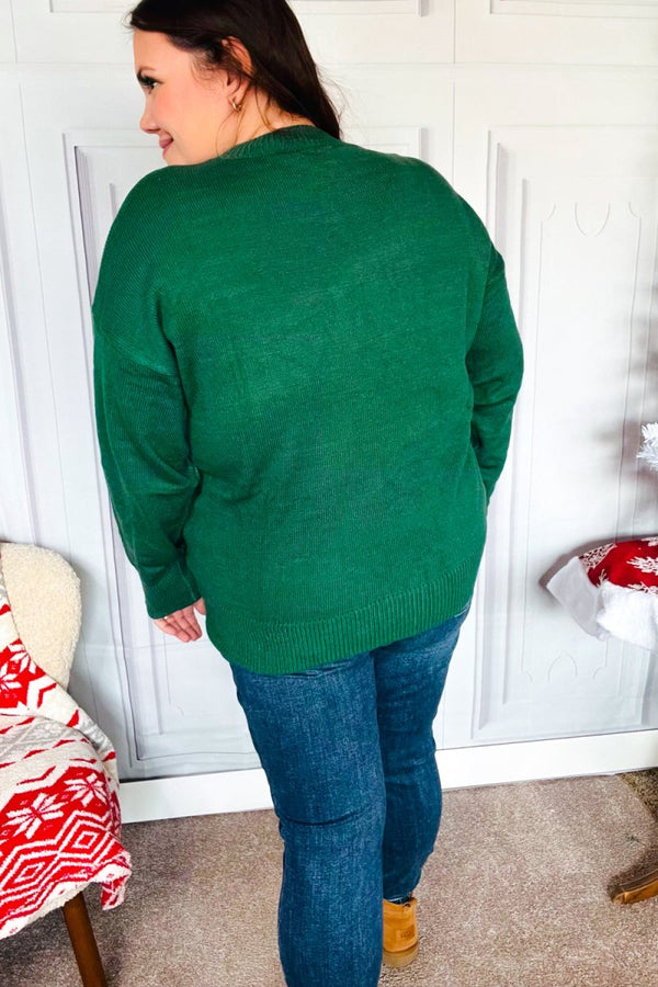 Be Merry Hunter Green Pop Up Lurex Sweater - Coeur de la Mode