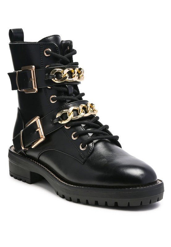 BILLY ATTA GIRL METAL CHAIN DETAIL BIKE BOOT - Coeur de la Mode