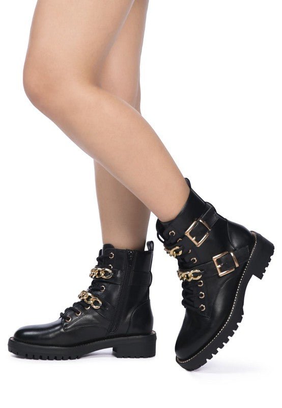 BILLY ATTA GIRL METAL CHAIN DETAIL BIKE BOOT - Coeur de la Mode