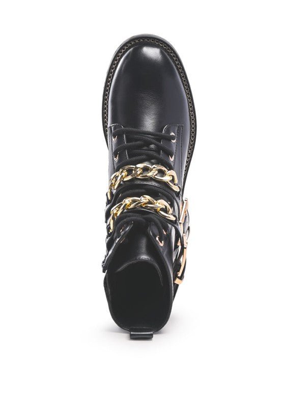 BILLY ATTA GIRL METAL CHAIN DETAIL BIKE BOOT - Coeur de la Mode