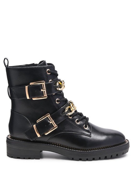 BILLY ATTA GIRL METAL CHAIN DETAIL BIKE BOOT - Coeur de la Mode