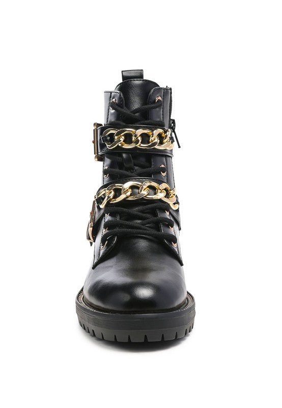 BILLY ATTA GIRL METAL CHAIN DETAIL BIKE BOOT - Coeur de la Mode