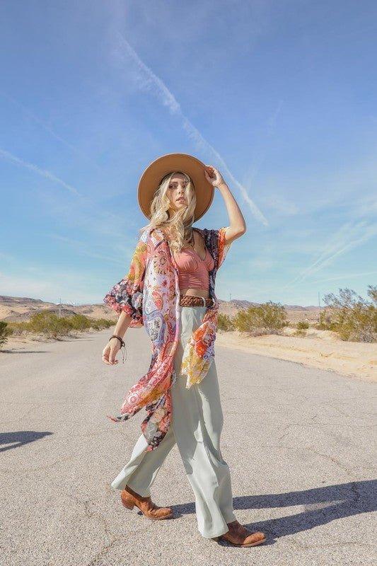 Boho Floral Patchwork Kimono - Coeur de la Mode