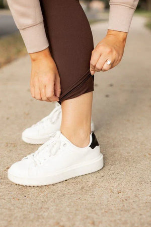 Brown FLEECE Full Length Leggings with Pockets - Coeur de la Mode