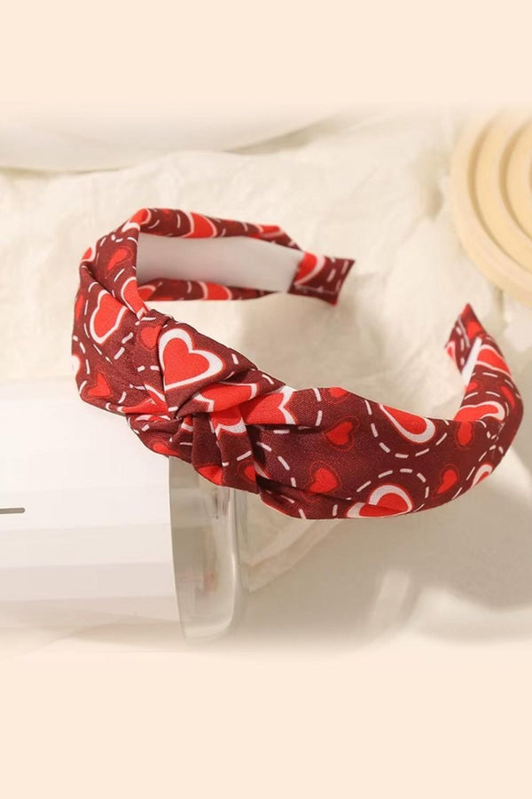 Chocolate & Red Valentine's Top Knot Headband - Coeur de la Mode