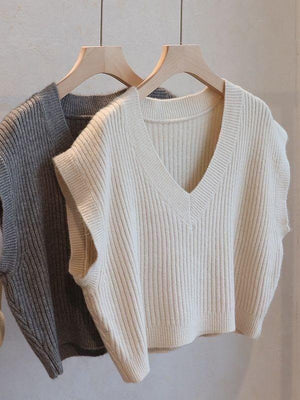 Cropped sleeveless ribbed vest - Coeur de la Mode