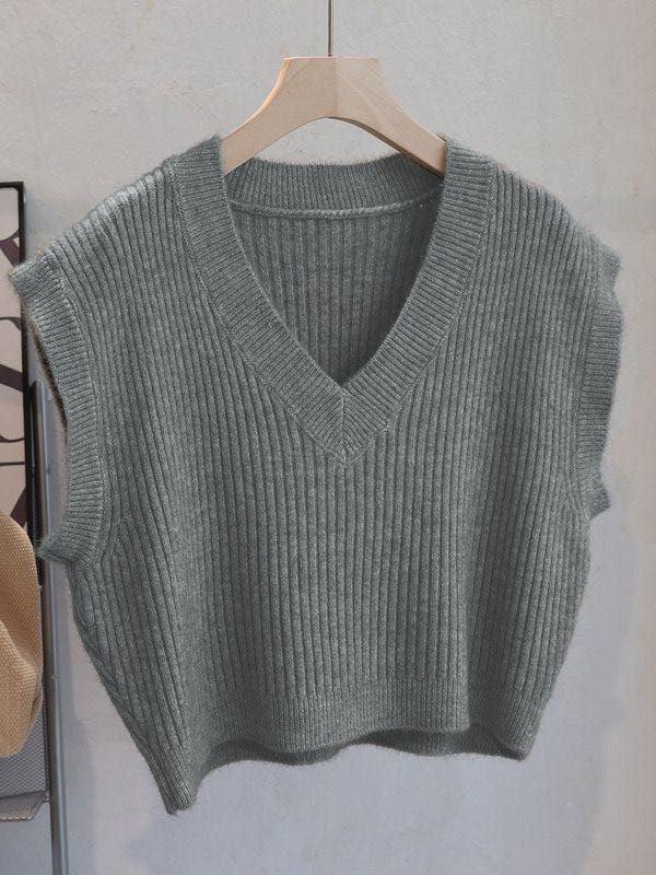 Cropped sleeveless ribbed vest - Coeur de la Mode