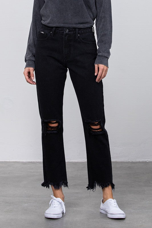 DESTROYED STRAIGHT JEANS - Coeur de la Mode