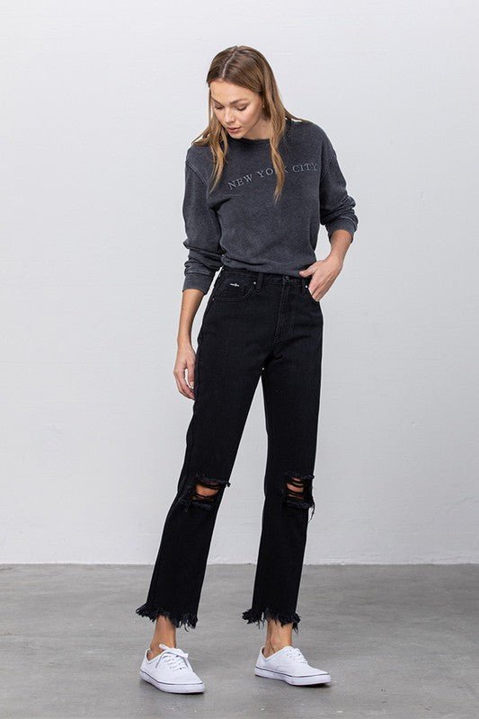 DESTROYED STRAIGHT JEANS - Coeur de la Mode