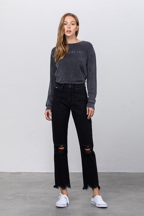DESTROYED STRAIGHT JEANS - Coeur de la Mode