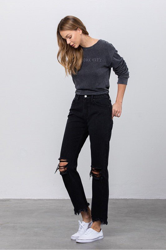 DESTROYED STRAIGHT JEANS - Coeur de la Mode