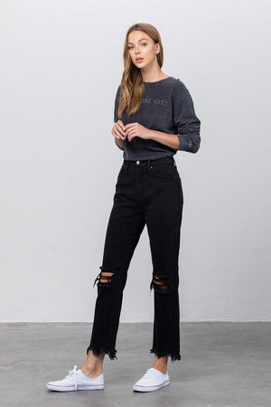 DESTROYED STRAIGHT JEANS - Coeur de la Mode