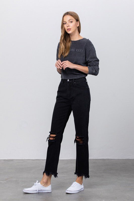 DESTROYED STRAIGHT JEANS - Coeur de la Mode