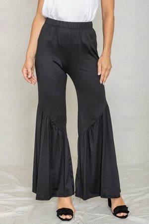 Diagonal Trim Ruffle Hem Pants - Coeur de la Mode