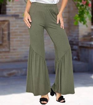 Diagonal Trim Ruffle Hem Pants - Coeur de la Mode